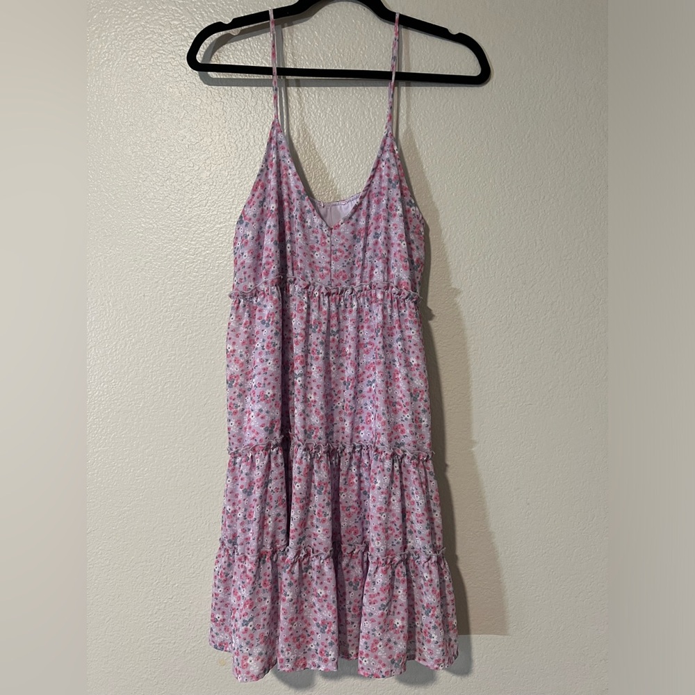 Chiffon floral ruffled cottagecore cami baby doll dress size L